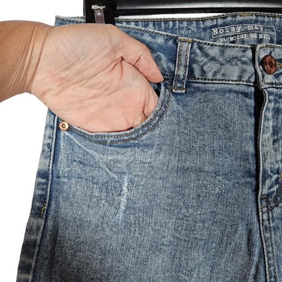 Noisy May Womens Jeans 29 High Rise Straight Leg Distressed Raw Hem Denim Chic - Picture 6 of 13